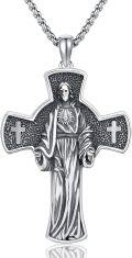 wholesale 925 Sterling Silver Cross Jesus Pendant Necklace with Chain for Men & Women Christian Gifts-0-0