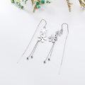 wholesale Silver Flower Threader Earrings for Women - Long Chain Hypoallergenic Tassel Earrings Fashion Jewelry-0-4