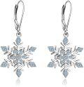 wholesale Sterling Silver Snowflake Dangle Drop Earrings for Women Christmas Jewelry Gifts-0-0