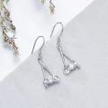 wholesale 925 Sterling Silver Fork Spoon Drop Earrings with CZ Stones and Leverback Hooks for Women Girls  4cm Long-0-4