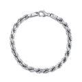 wholesale 925 Sterling Silver Braided Rope Link Chain Bracelet for Men (7-9 inch) with Lobster Clasp-0-0