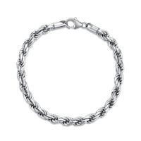 wholesale 925 Sterling Silver Braided Rope Link Chain Bracelet for Men (7-9 inch) with Lobster Clasp-7.0 Inches