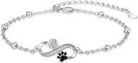 wholesale 925 Sterling Silver Infinity Heart Paw Print Bracelet for Women Pet Lovers s-infinity Love paw bracelet