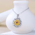 wholesale 925 Sterling Silver Sunflower Compass Pendant Necklace with Blue Stone - Nautical s for Women-0-1