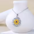 wholesale 925 Sterling Silver Sunflower Compass Pendant Necklace Wholesale with Blue Stone - Nautical s for Women-0-1