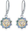 wholesale 925 Sterling Silver Abalone Shell Lotus Chakra Dangle Earrings for Women-0-0