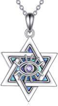 wholesale 925 Sterling Silver Star of David Evil Eye Amulet Pendant Necklace for Women Men Jewish Protection Talisman Charm Gift 45cm Chain Length-0-0
