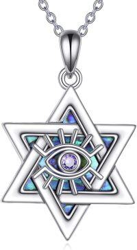 wholesale 925 Sterling Silver Star of David Evil Eye Amulet Pendant Necklace for Women Men Jewish Protection Talisman Charm Gift 45cm Chain Length-Star of David