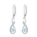 wholesale 925 Sterling Silver Moonstone Drop Earrings Platinum Plated Infinity Crystal Teardrop Dangle Earrings For Women-0-0