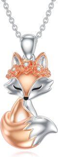 wholesale 925 Sterling Silver Diamond Fox Necklace for Women s-0-0