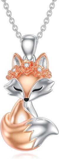 wholesale 925 Sterling Silver Diamond Fox Necklace for Women s-Type 3