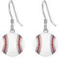 wholesale 925 Sterling Silver Baseball Dangle Earrings Sporty s for Athletes and Fans-0-0