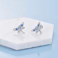 wholesale 925 Sterling Silver Dragonfly Stud Earrings with Blue Crystal for Women s-0-3