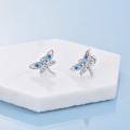 wholesale 925 Sterling Silver Dragonfly Blue Cubic Zirconia Stud Earrings For Women-0-3