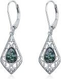 wholesale 925 Sterling Silver Teardrop Green Moss Agate Bohemian Filigree Dangle Earrings Gift for Her-0-0