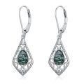 wholesale 925 Sterling Silver Teardrop Moss Agate Filigree Dangle Leverback Earrings for Women Gift Ideas-0-0