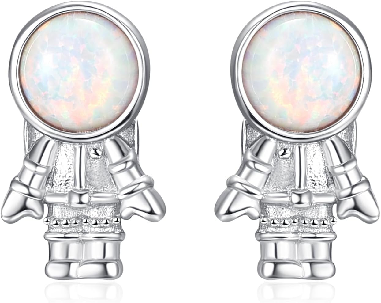 wholesale 925 Sterling Silver Astronaut Opal Stud Earrings with Colorful Stones and Hypoallergenic Design-0-0