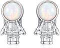 wholesale 925 Sterling Silver Astronaut Opal Stud Earrings with Colorful Stones and Hypoallergenic Design-0-0