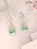 TOUPOP Sterling Silver Green Cactus Dangle Drop Earrings For Women-0-1