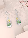 TOUPOP Sterling Silver Green Cactus Dangle Drop Earrings For Women-0-1
