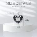 wholesale 925 Sterling Silver Black Enamel Heart Shaped Photo Holder Pendant Necklace for Women-0-4
