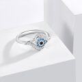 wholesale 925 Sterling Silver Blue Crystal Evil Eye Adjustable Ring for Women-0-2