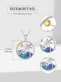 wholesale 925 Sterling Silver Ocean Wave Palm Tree Pendant Necklace for Women - Christmas Gifts-0-3