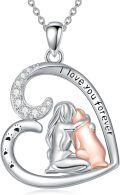 wholesale 925 Sterling Silver Heart Pendant with Mother and Child Design - I Love You Forever Necklace-0-0