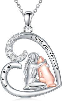 wholesale 925 Sterling Silver Heart Pendant with Mother and Child Design - I Love You Forever Necklace-Labrador