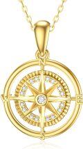 wholesale 14K Gold CZ Compass Pendant Necklace for Women-0-0