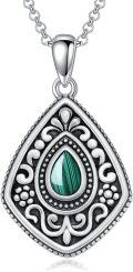 wholesale Sterling Silver Vintage Filigree Necklace w Malachite Turquoise Moonstone Opal Lapis Lazuli Pendant-0-4