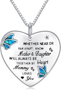 wholesale 925 Sterling Silver Butterfly Pendant Necklace with Inspirational Engraving for Daughter, Women's Adjustable Chain Gift-02-Daughter Necklace from Mom