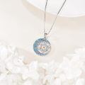 wholesale 925 Sterling Silver Celtic Hexagram Pendant Necklace With Blue Inlay-0-3