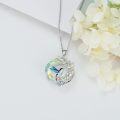 wholesale 925 Sterling Silver Crystal Hummingbird Flower Pendant Necklace-0-2