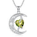 TOUPOP Sterling Silver Peridot Moon Star Pendant Necklace-0-0