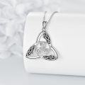 wholesale 925 Sterling Silver Triquetra Pendant Necklaces for Women Celtic Knot Lucky Charm s 45cm Chain Length-0-1