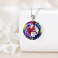 wholesale 925 Sterling Silver Red & Purple Crystal Wolf Head Pendant Necklace Gifts for Women-0-3