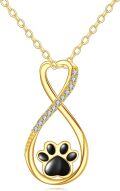 wholesale 14K Yellow Gold Infinity Heart Dog Paw Print Necklace for Women Girls Gifts Hypoallergenic Jewelry-0-0