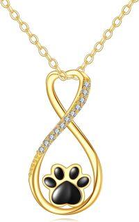 wholesale 14K Yellow Gold Infinity Heart Dog Paw Print Necklace for Women Girls Gifts Hypoallergenic Jewelry-Paw Print