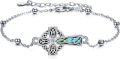 wholesale  925 Sterling Silver Celtic Cross Bracelet with Irish Abalone Design - Hypoallergenic, Nickel-Free, Gift Box Included-0-0