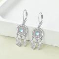 wholesale 925 Sterling Silver Dreamcatcher Feather Drop Earrings with Moonstone and Crystals Gifts for Her-0-2