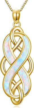 wholesale Irish Celtic Knot Necklace 925 Sterling Silver Opal Pendant Necklace Celtic Irish Jewelry Christmas Gifts For Women -0-0