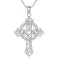 TOUPOP Sterling Silver & Stone Celtic Cross Necklace for Women Men-0-0