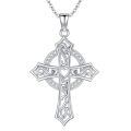 TOUPOP Sterling Silver & Stone Celtic Cross Necklace for Women Men-0-0