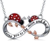 wholesale 925 Sterling Silver Infinity Love You to the Moon and Back Ladybug Pendant Necklace-Style 3