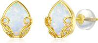 wholesale 14K Yellow Gold Opal Earrings Flower Triangle Star Vintage Studs for Women -A11-White Opal