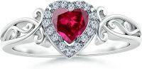 wholesale 925 Sterling Silver Celtic Knot 1ct Heart Moissanite Diamond Birthstone Ring-Ruby