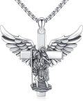 wholesale 925 Sterling Silver St Joseph Guardian Angel Cross Pendant Necklace for Men Women-0-0