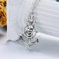 wholesale 925 Sterling Silver Pirate Skull Anchor Pendant Necklace with Abalone Shell and Turquoise Stone for Women & Men-0-1