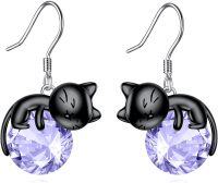 wholesale 14K Gold Pink Crystal Black Cat Pendant Necklace for Women Cats Lover-C-6-Black Cat June